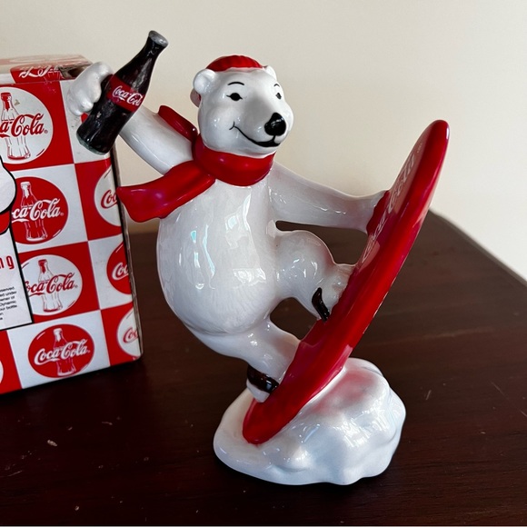 Coca Cola | Holiday | Coca Cola Ceramic Polar Bear Snow Boarding ...